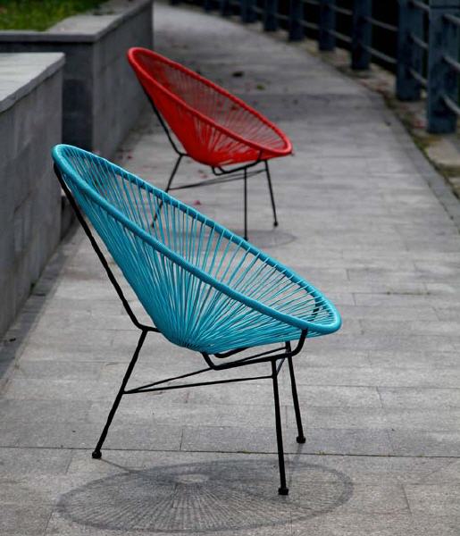 Retro Garten Sessel in blau oder rot