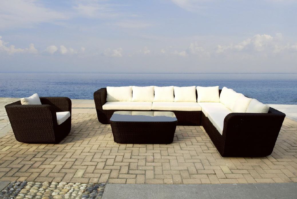 Rattan Lounge Deluxe weiss
