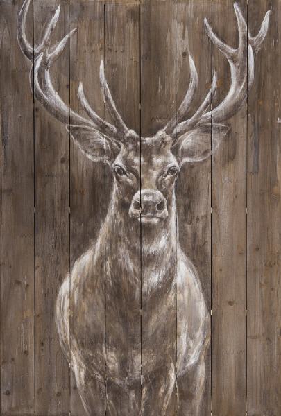 Wandbild auf Holz HIRSCH